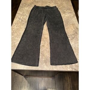 SUNNYSIDE by Sundry Womens Flare Lounge Pants Charcoal Grey Size S Textured Knit